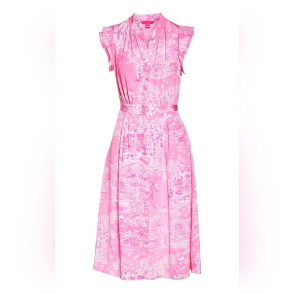 Lilly Pulitzer silk Palm Springs beach nudes swimmers story print dress - Picture 10 of 16